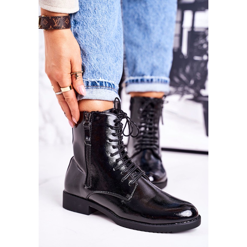 PJ1 Bottines Chaudes Classiques Femme Laquées Noir Simplicity 2