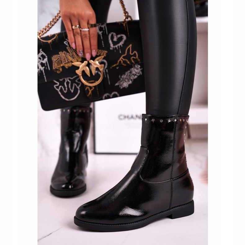 Bottines Chaudes Laquées Noires à Jets Femme, Performance le noir 2