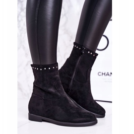 PJ1 Bottes isolées noires pour femmes avec strass en daim Performance 2