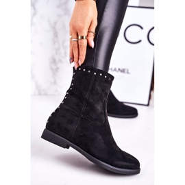 PJ1 Bottes isolées noires pour femmes avec strass en daim Performance le noir 3