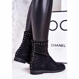 PJ1 Bottes isolées noires pour femmes avec strass en daim Performance le noir 4