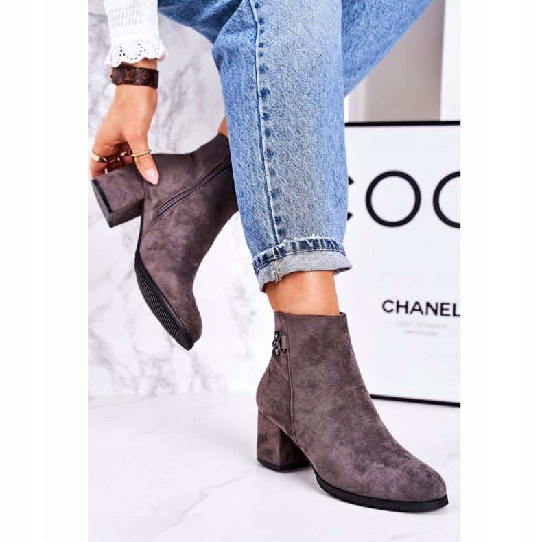 PJ1 Bottes chaudes classiques pour femmes sur un talon gris Success 2