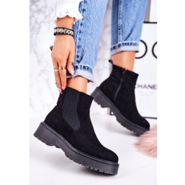 Bottines Femme Jodhpur boots Sur Semelle Caoutchouc Daim Noir Voyager le noir 1