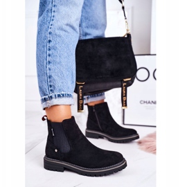 PJ1 Bottes Chelsea chaudes pour femmes Bottes de voyage en daim noir le noir 1