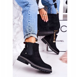 PJ1 Bottes Chelsea chaudes pour femmes Bottes de voyage en daim noir le noir 2