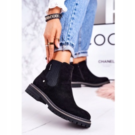 PJ1 Bottes Chelsea chaudes pour femmes Bottes de voyage en daim noir le noir 3