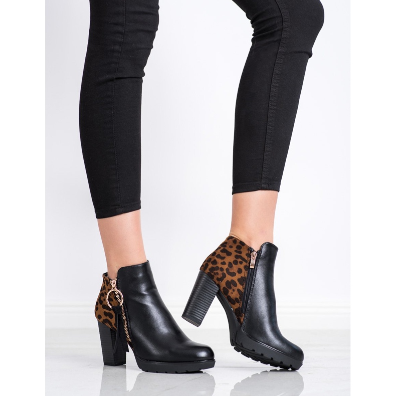 Goodin Bottes chaudes à imprimé léopard brun le noir 1