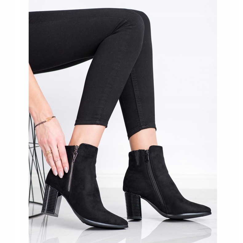 SHELOVET Bottes élégantes avec talon décoratif le noir 2