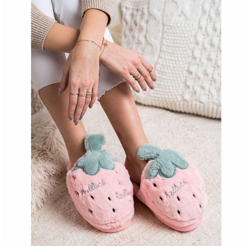 Bona Pantoufles à la fraise rose vert 2