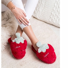 Bona Pantoufles à la fraise rouge gris 1 Bona Pantoufles à la fraise rouge gris 1