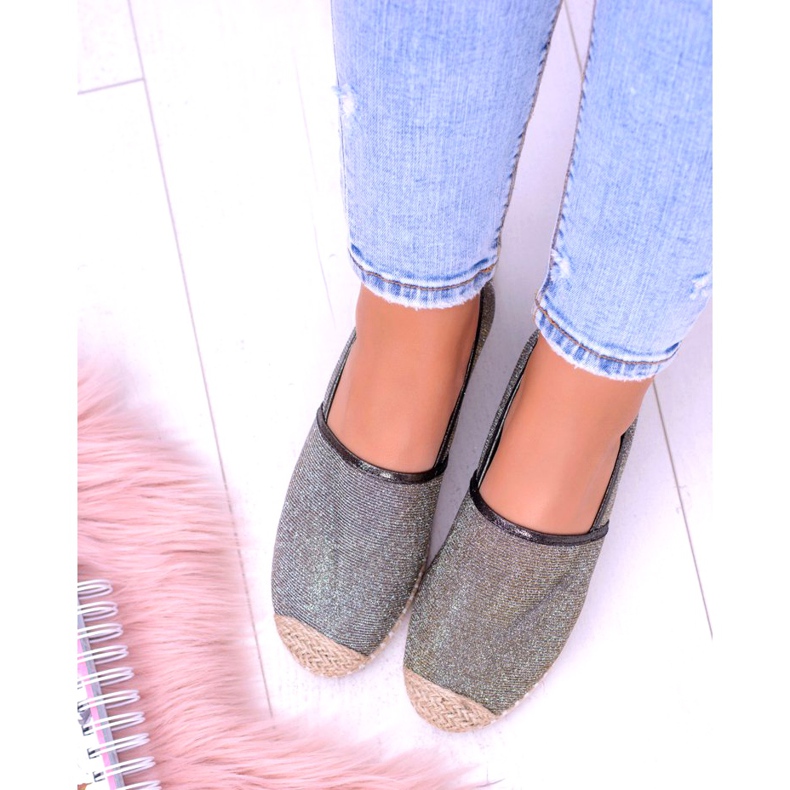 Espadrilles à enfiler Lu Boo Glitter pour femmes Miravet gris d'or 2 Espadrilles à enfiler Lu Boo Glitter pour femmes Miravet gris d'or 2