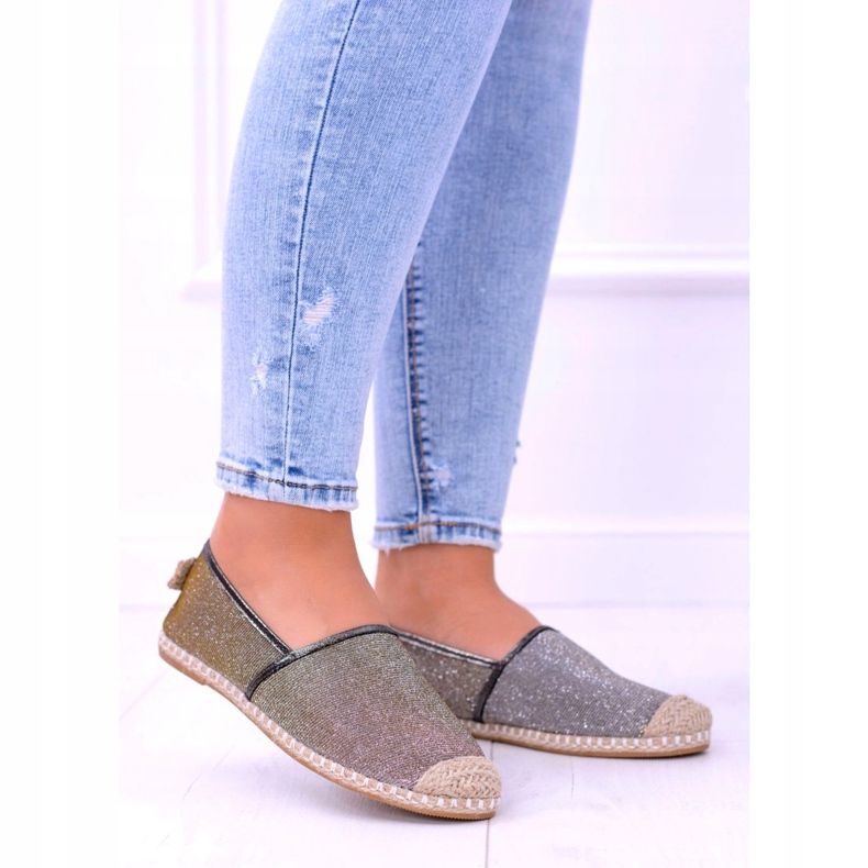 Espadrilles à enfiler Lu Boo Glitter pour femmes Miravet gris doré 3