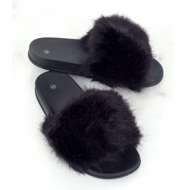 Noir CK107P Chaussons noirs avec fourrure le noir 1
