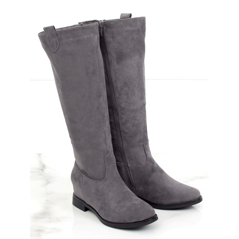 Gris Bottes sur un talon compensé caché NC968P Gris 1