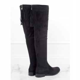 Noir LH53-1 Bottines noires à talons plats 1