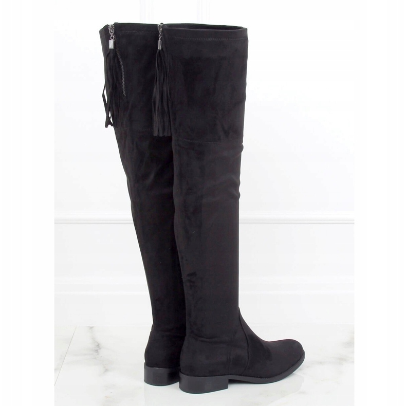 Noir LH53-1 Bottines noires à talons plats 1