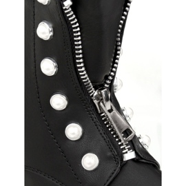 Bottes militaires noires avec perles 8296 Noir 2