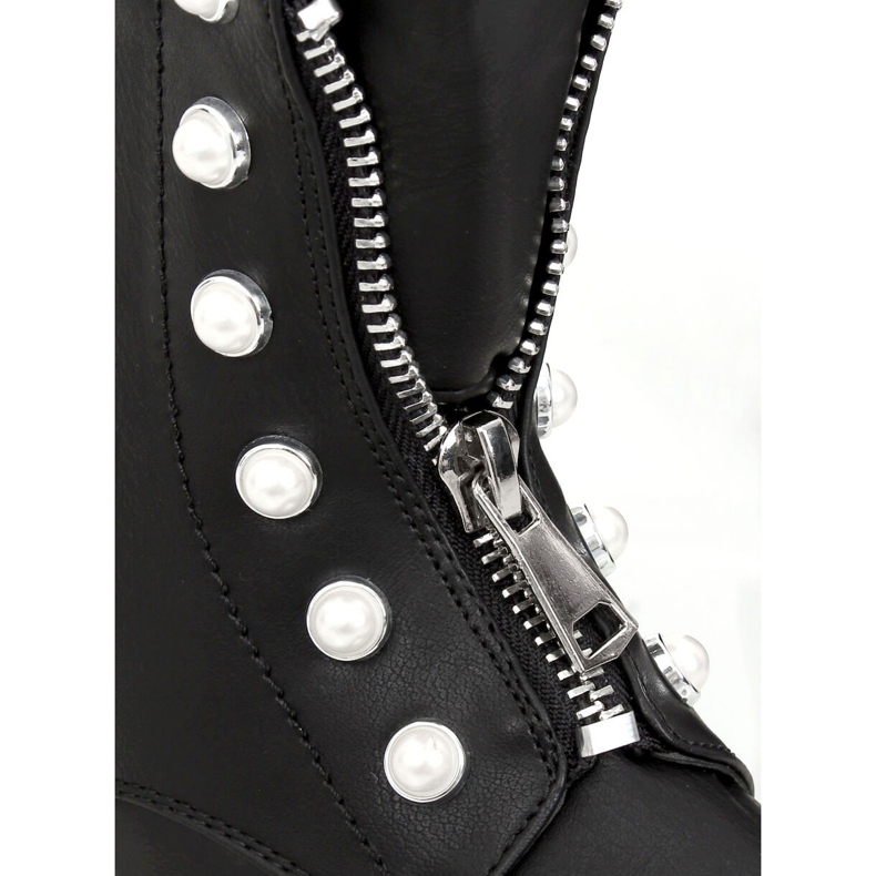Bottes militaires noires avec perles 8296 Noir le noir 2 Bottes militaires noires avec perles 8296 Noir le noir 2