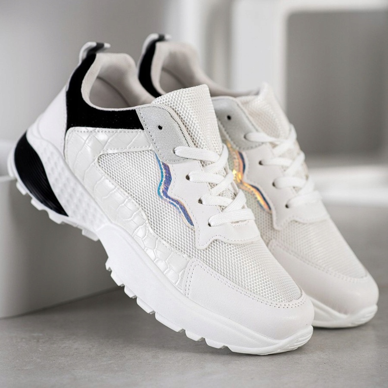 SHELOVET Baskets avec empiècements noirs blanche le noir gris 1