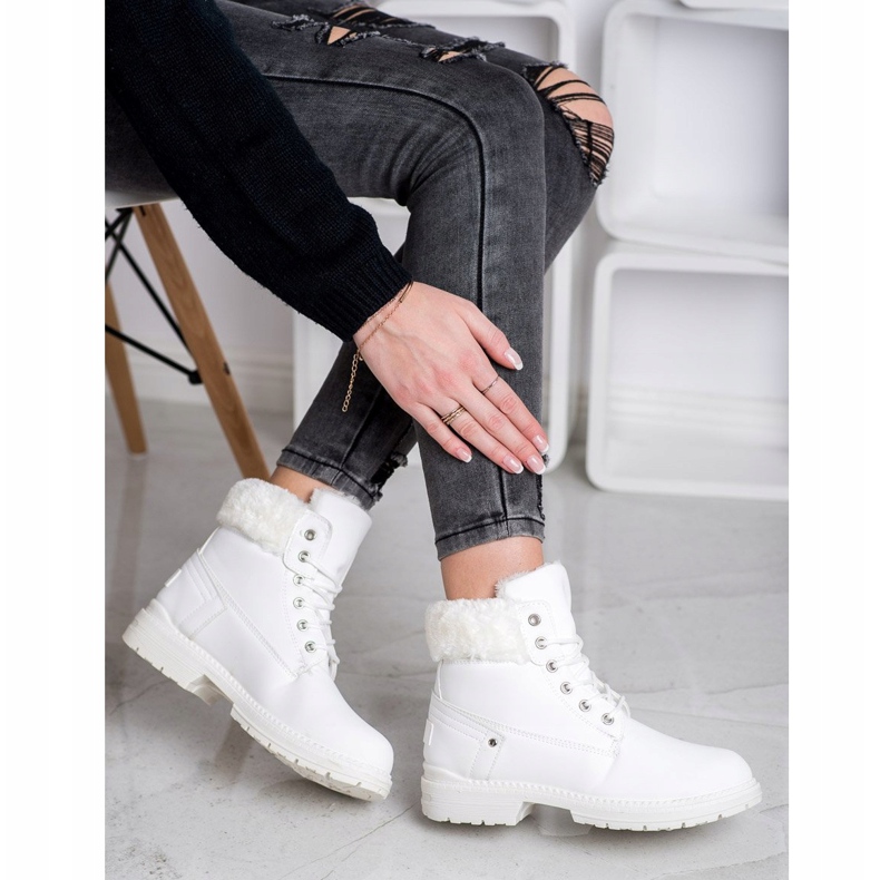 SHELOVET Bottes de randonnée avec fourrure blanc 1