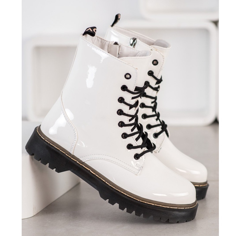 SHELOVET Trappeurs Blanc Laqué 1