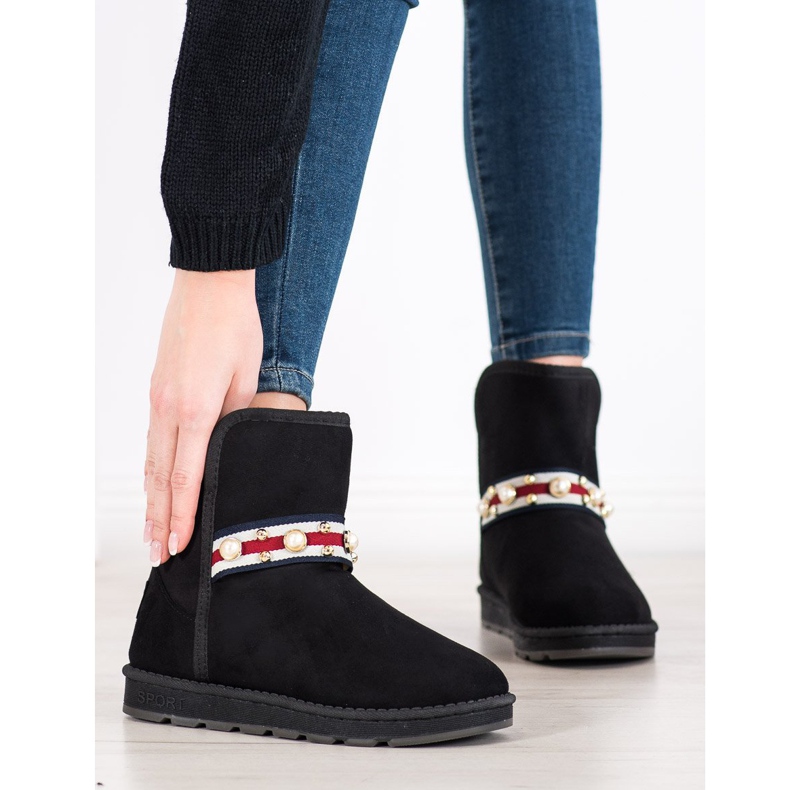 Bona Mukluki avec bande décorative le noir 1