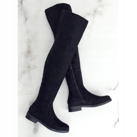 Cuissardes à talons plats noir K-99120-1 Tissu Noir le noir 1
