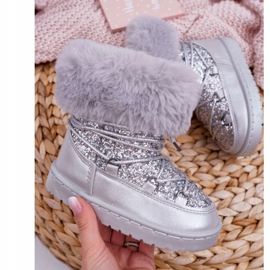 FRROCK Bottes de neige chaudes pour enfants avec fourrure Silver Nicola argent 1