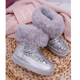 FRROCK Bottes de neige chaudes pour enfants avec fourrure Silver Nicola argent 2