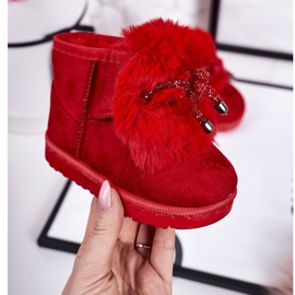 Bottes de Neige Enfant Fourrure Daim Rouge Amelia 2