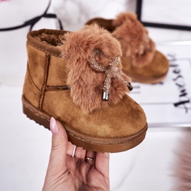 Bottes de Neige Chaudes Enfant Fourrure Daim Caramel Amelia brun 2