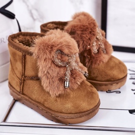 Bottes de Neige Chaudes Enfant Fourrure Daim Caramel Amelia brun 1
