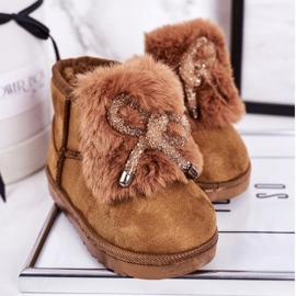 Bottes de Neige Chaudes Enfant Fourrure Daim Caramel Amelia brun 4