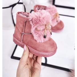 Bottes de Neige Enfant Fourrure Daim Rose Amelia 1