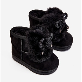Bottes de neige pour enfants noires avec fourrure en daim Amelia le noir 3