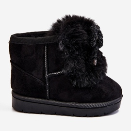 Bottes de neige pour enfants noires avec fourrure en daim Amelia 2