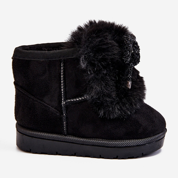 Bottes de neige pour enfants noires avec fourrure en daim Amelia le noir 2