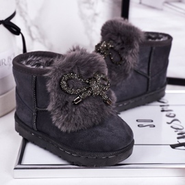 Bottes De Neige Enfant Fourrure Daim Gris Amelia 2