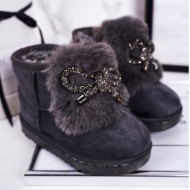 Bottes De Neige Enfant Fourrure Daim Gris Amelia 3