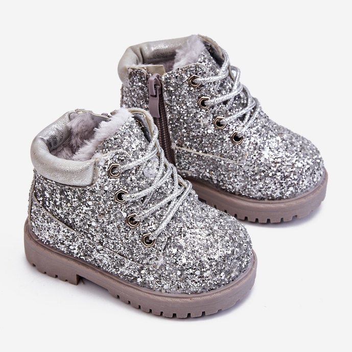 Bottes Chaudes Brocart Enfants Trappeurs Silver Mermaid argent 1