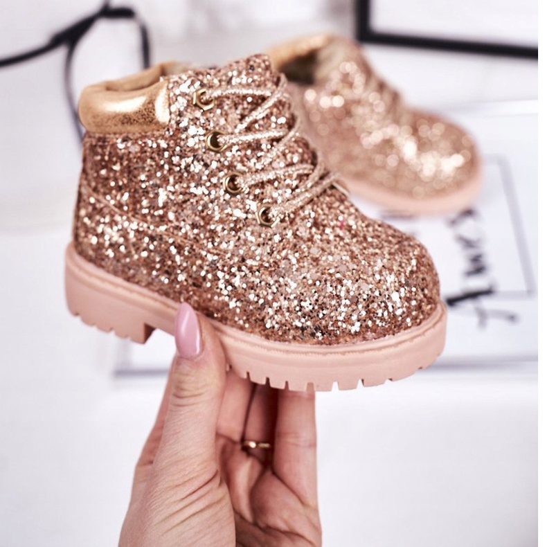 Bottes Chaudes Brocart Enfant Trappeurs Or Rose Sirène d'or 2