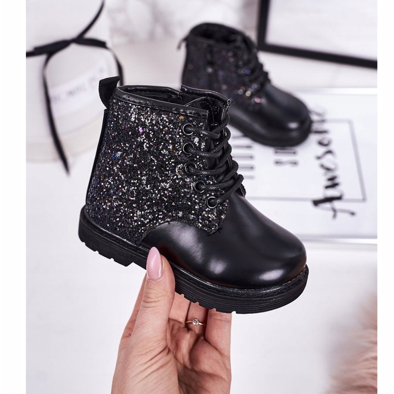 Bottes Chaudes Brocart Enfant Trappeurs Noir Ariel 1