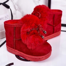 Bottes de Neige Enfant Fourrure Daim Rouge Amelia 1