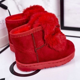 Bottes de Neige Enfant Fourrure Daim Rouge Amelia 3