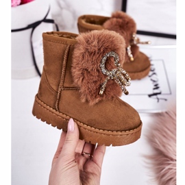 Bottes de Neige Chaudes Enfant Fourrure Daim Caramel Amelia brun 1