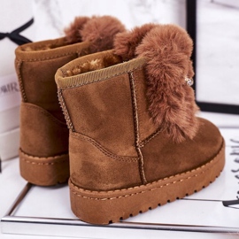 Bottes de Neige Chaudes Enfant Fourrure Daim Caramel Amelia brun 3