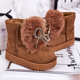Bottes de Neige Chaudes Enfant Fourrure Daim Caramel Amelia brun 2