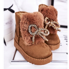 Bottes de Neige Chaudes Enfant Fourrure Daim Caramel Amelia brun 4