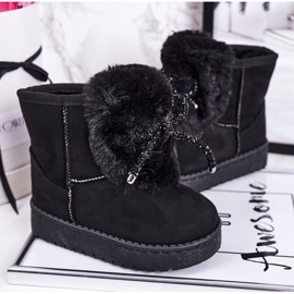Bottes de neige pour enfants noires avec fourrure en daim Amelia le noir 2