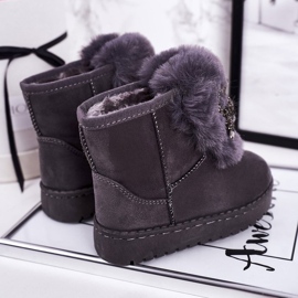 Bottes De Neige Enfant Fourrure Daim Gris Amelia 3